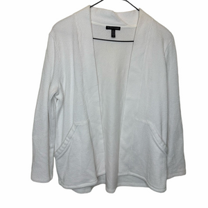 Eileen Fisher Cotton Blend White  Open Front Cardigan Size Small